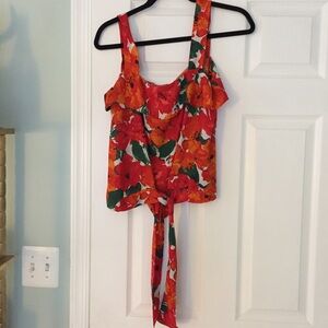 Floral Women's Top - Red and Green